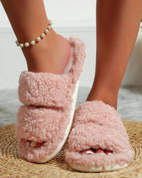 Women's Plush Open-Toe Winter Slippers
