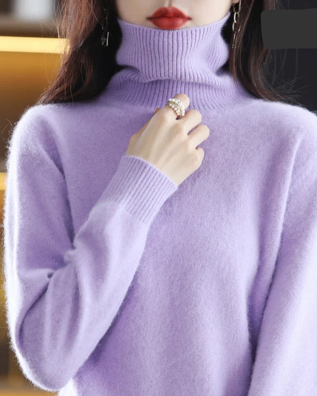 Plush Mink Cashmere Turtleneck Sweater