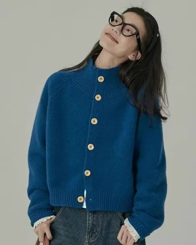 Pure Cashmere Solid Loose Thick Knit Cardigan Coat