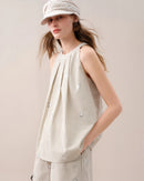 Striped Embroidered Sleeveless Blouse