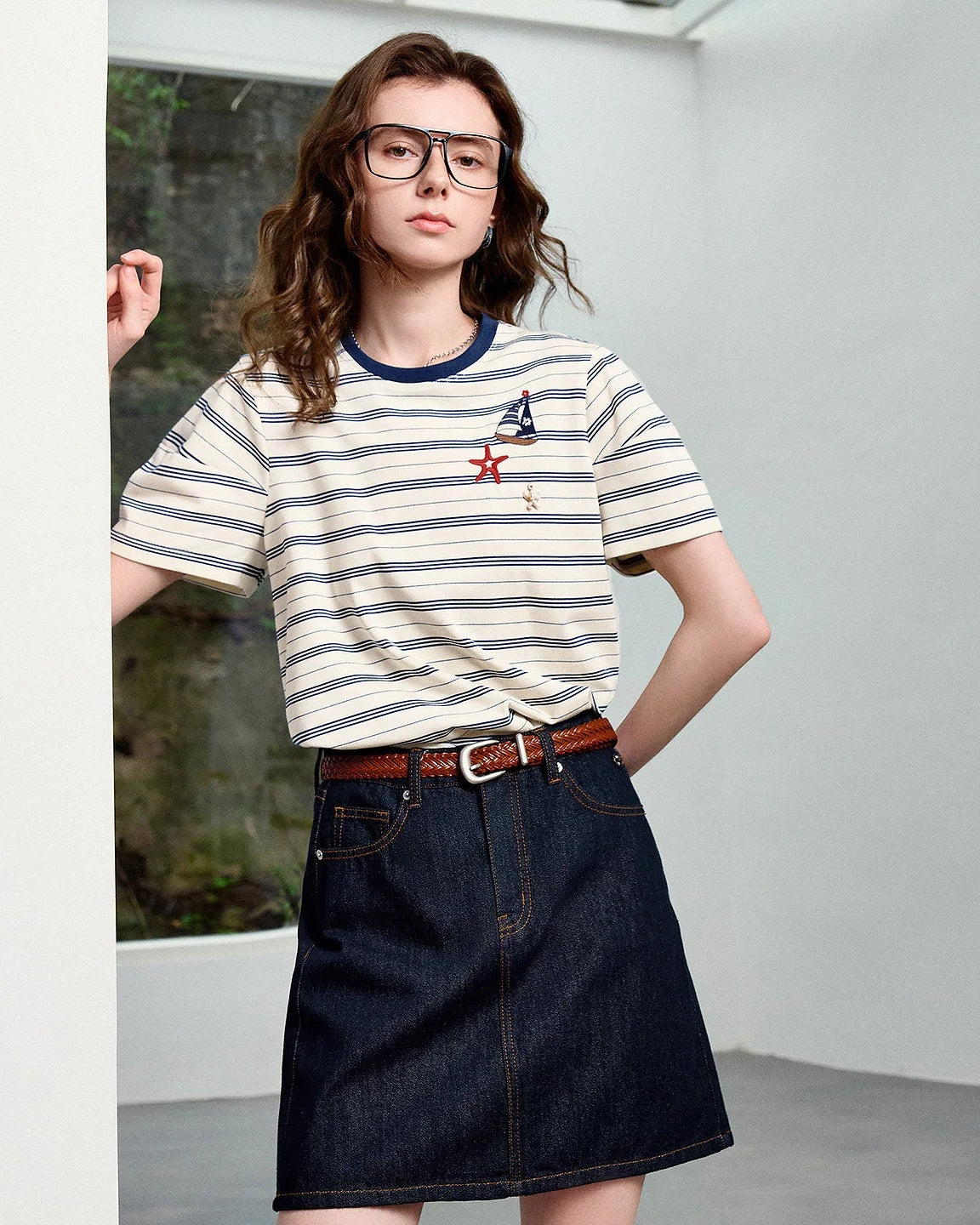 Nautical Stripe Embroidered T-Shirt