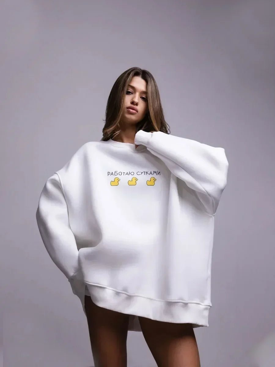 Oversized Ducks Printed Sweatshirt