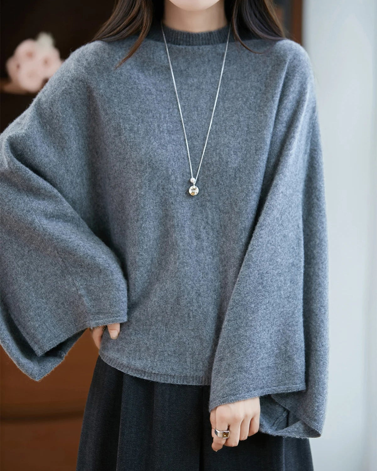 Relaxed Wool Mock Neck Sweater