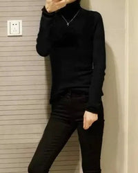 Stretch Wool Turtleneck Sweater