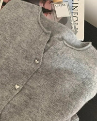 Wool Crew-Neck Button-Front Cardigan