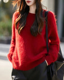 Loose-Fit Crewneck Pullover Sweater
