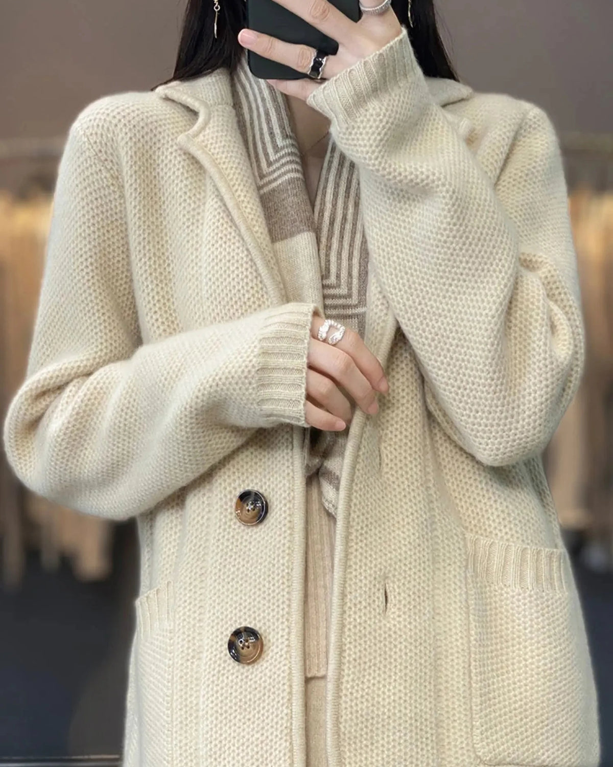 Pure Wool Stand Collar Cardigan
