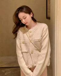 Women's Cropped Button Front Knit Cardigan