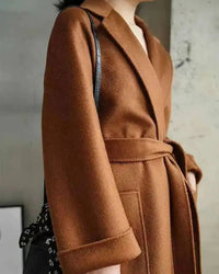 Belted Wool-Blend Wrap Coat