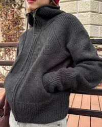 Cashmere Hooded Zip-Up Cardigan