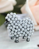 Faux Pearl Lamb Animal Brooch