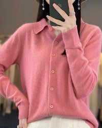 Mink Cashmere Polo Cardigan