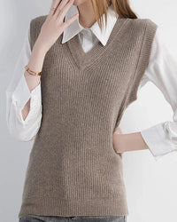 Merino Wool Sleeveless Knit Vest