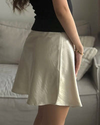 Elastic Waist Satin A-Line Mini Skirt