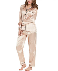 Satin Button-Down Long-Sleeve Pajama Set