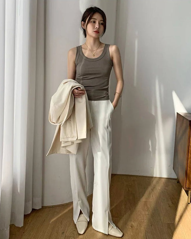 Ribbed Knitted Casual Vest