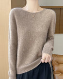 Merino Wool O-Neck Pullover Sweater