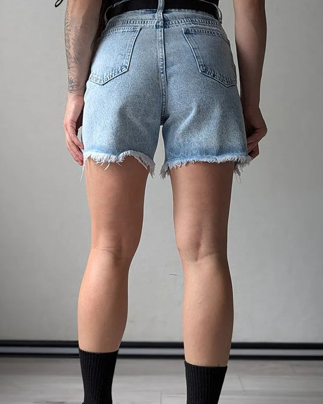 High-Waist Loose Denim Shorts