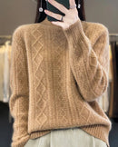 Diamond-Knit Wool Mock-Neck Sweater