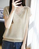 Crew-Neck Sleeveless Knit Top