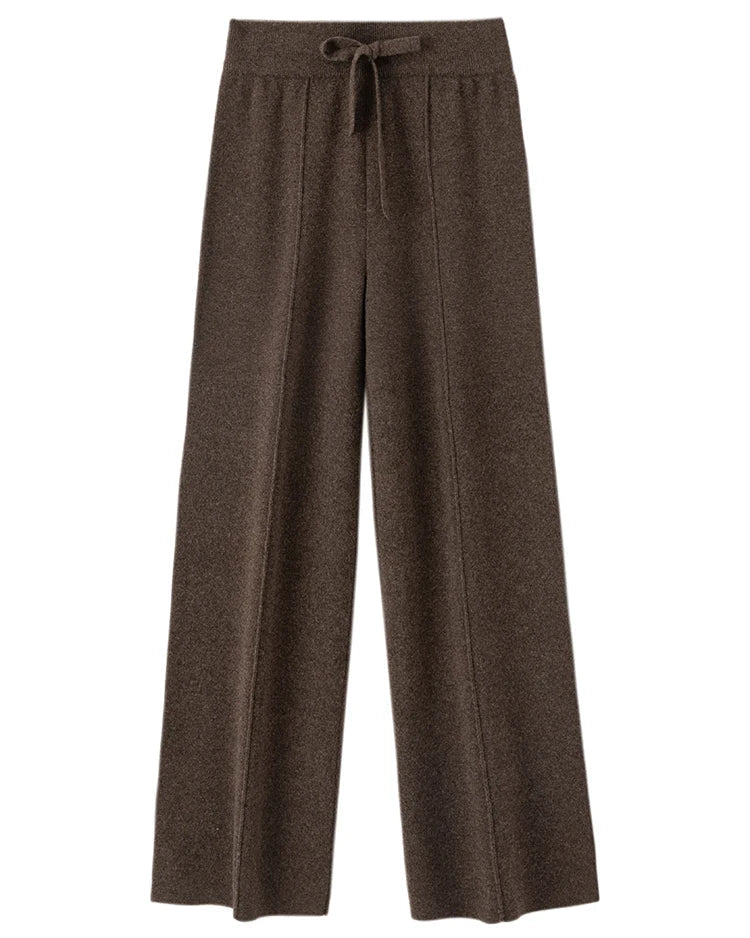 Merino Wool Lace-Up Wide-Leg Trousers