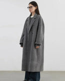 Double-Breasted Wool Blend Long Coat