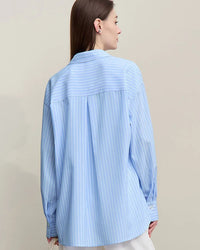 Loose-Fitting Casual Striped Embroidered Shirt