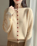 Wool High Neck Knit Cardigan