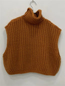 Half High Collar Vintage Vest Sweater
