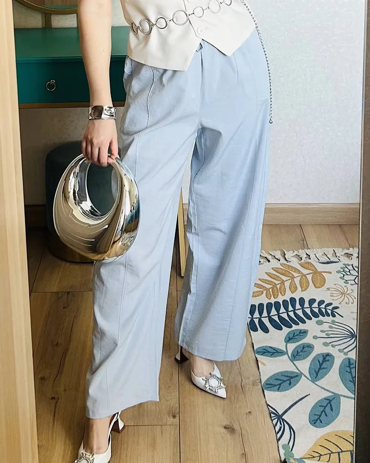 Elastic-Waist Wide-Leg Pants