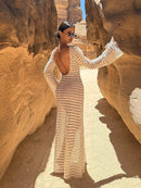 Mesh Backless Beach Maxi Dress Swimsuit Cover Up
