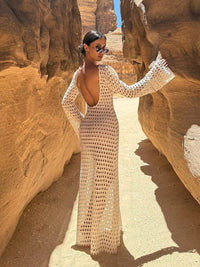 Mesh Backless Beach Maxi Dress Swimsuit Cover Up