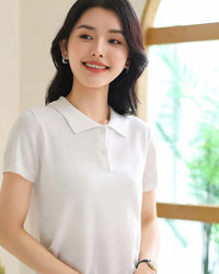 Soft Knit Polo Collar Top