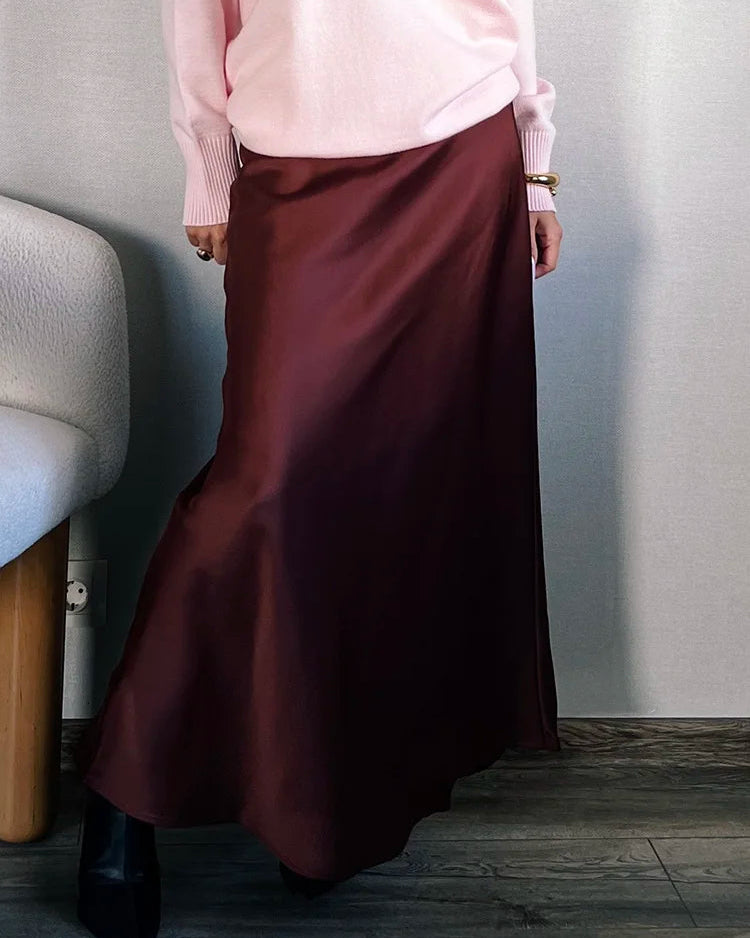 Satin A-Line Maxi Skirt