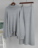 Turtleneck Knit Sweater Midi Skirt Set