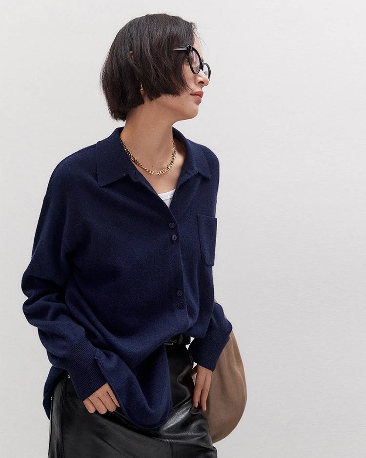 Loose-Fit Mid-Length Knitted Cardigan