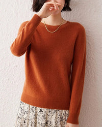 Crew Neck Long-Sleeved Cashmere Knit Sweater