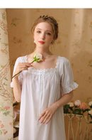 Palace Style Short Sleeve Cotton Pajama Dress