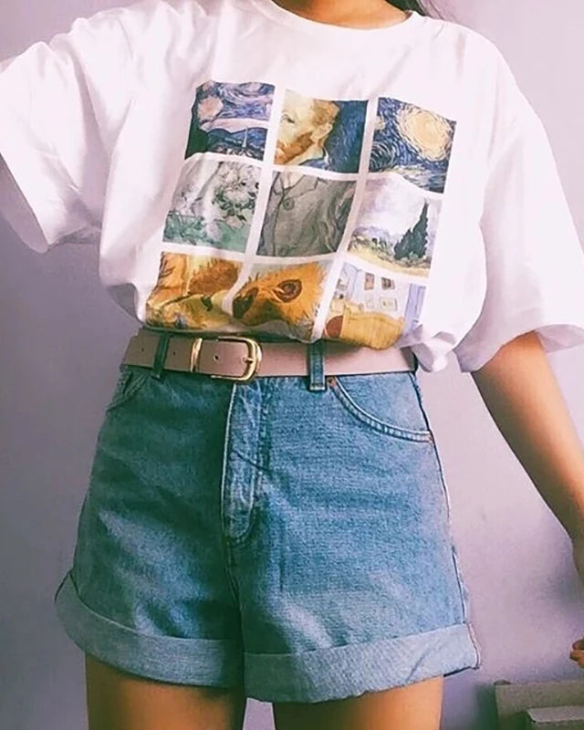 Artistic Print Vintage T-Shirt