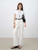 High Waist Cropped Denim Straight Pant