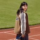 Imitation Lamb Fur Color Block Loose Letter Jacket