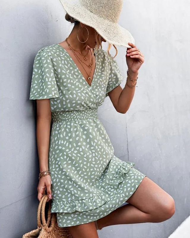 V-Neck Floral Mini Dress