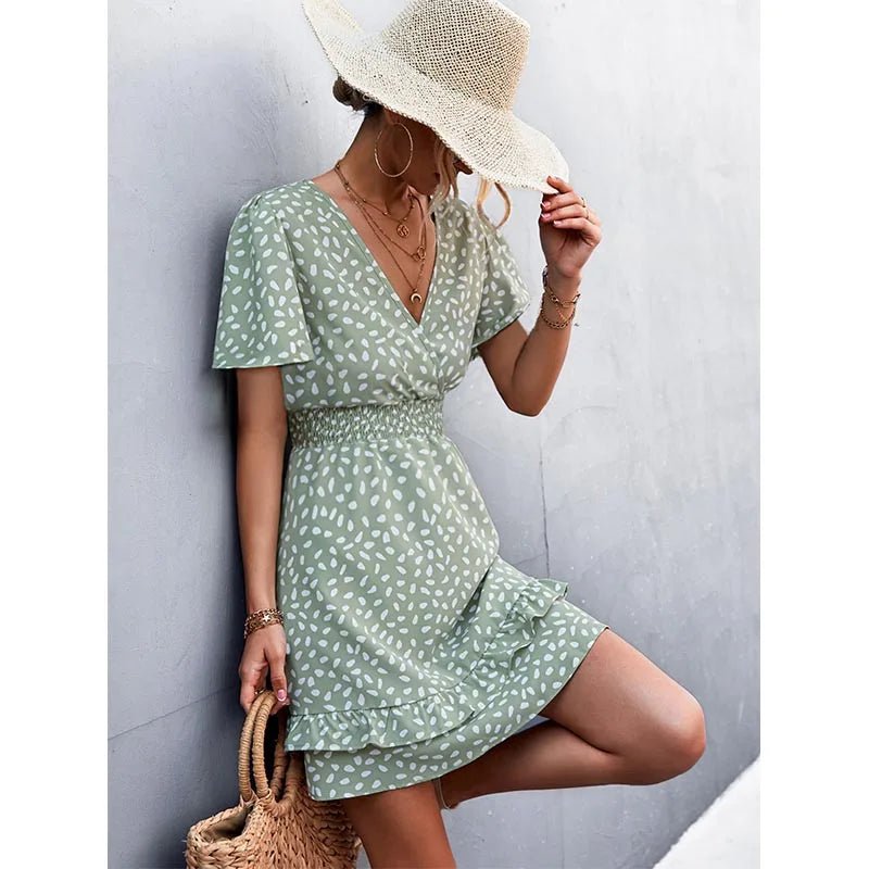 V-Neck Floral Mini Dress