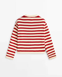 New Slim-Fit Button-Down Classic Striped Cardigan