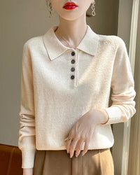 Wool Polo Collar Knitted Pullover Sweater