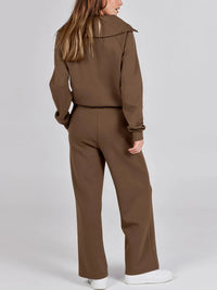 Half Zip Sweatshirt & Drawstring Sweatpants Tracksuit Set