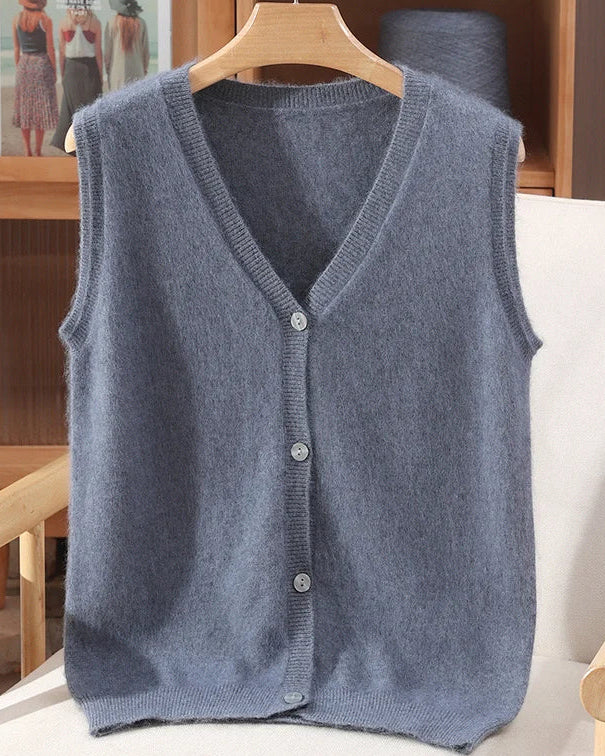 Mink Cashmere V-Neck Vest