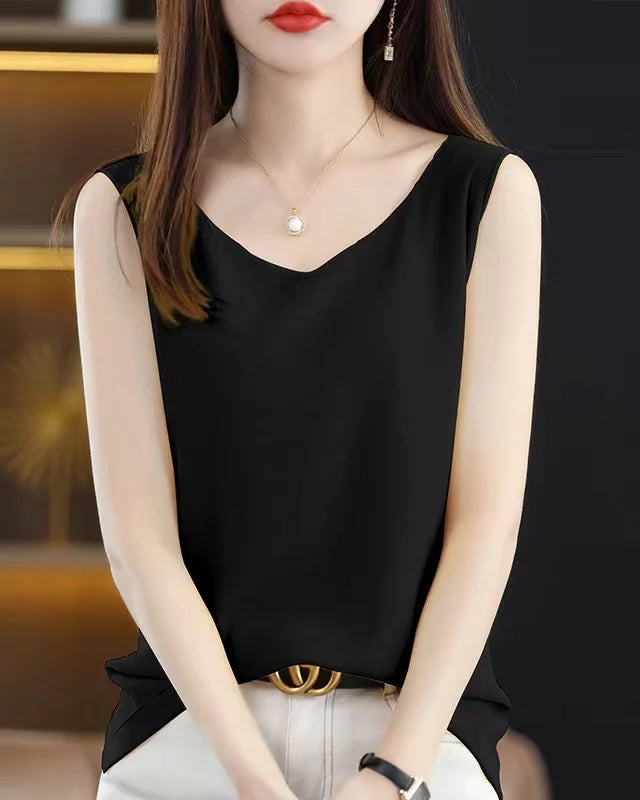 Side-Slit Sleeveless Knit Vest