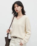 Wool Cashmere V-Neck Pullover