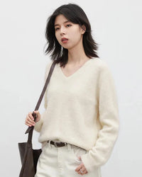 Wool Cashmere V-Neck Pullover